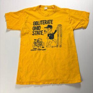 VTG University Michigan OSU Rivalry Yellow Maze Sz S (Tag L) Obliterate Ohio 70s